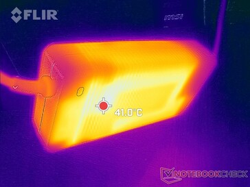 AC adapter kan meer dan 41 C bereiken na een uur van zware belasting