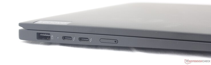 Links: USB-A 3.2 Gen. 1, 2x USB-C met Thunderbolt 4 + DisplayPort + Power Delivery, Nano-SIM-sleuf (optioneel)