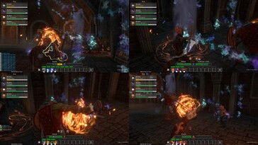 Een afbeelding van een gesplitst scherm in Dungeons of Sundaria.