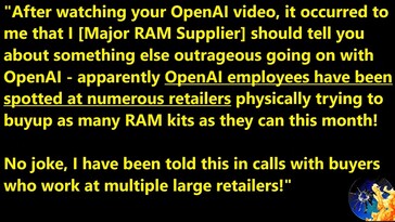 OpenAI werknemers kopen DDR5 geheugenkits op. (Afbeeldingsbron: Moore's Law Is Dead)