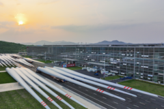 De 131m SY1310A windturbinebladen, vers van de assemblagelijn. (Bron: Sany RE)