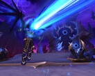 World of Warcraft-scène van een tovenaar die wordt weggeblazen door een vlammende blauwe straal (Beeldbron: Windowscentral.com)