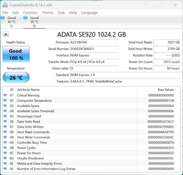 ADATA SE920 werkt met PCIe 4.0 x4