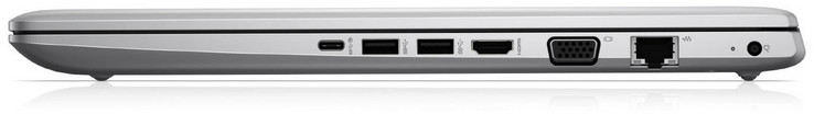 Rechterkant: 3x USB 3.1 Gen 1 (1x Type-C, 2x Type-A), HDMI, VGA, Gigabit Ethernet, Stroomaansluiting