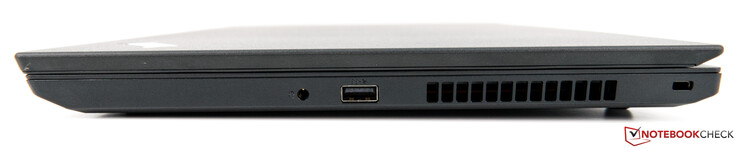 Rechts: 3.5-mm-klink, USB 3.1 Type-A-poort, veiligheidsslot-connector