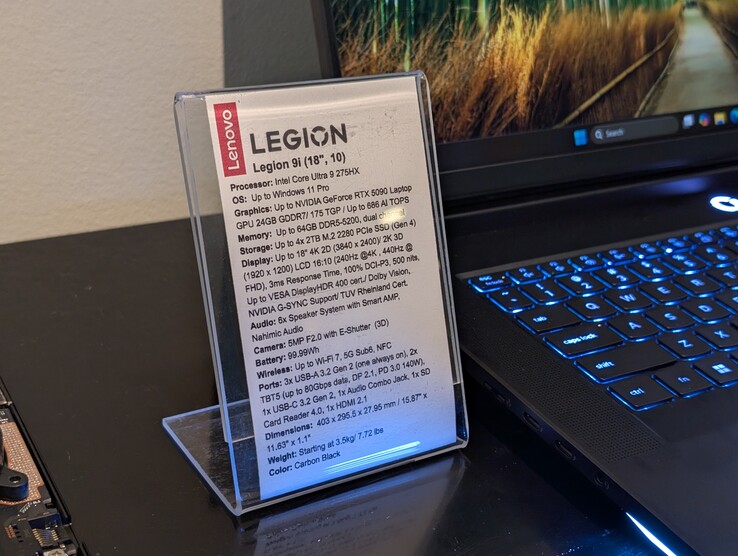 Lenovo Leggion 9i specificaties (bron: Notebookcheck)