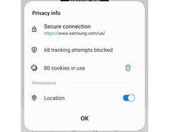 Samsung Internet 19.0 Beta Privacy-infomenu (Bron: Samsung Newsroom Zuid-Korea)
