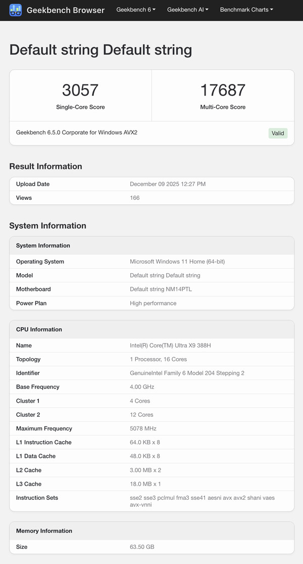 (Afbeeldingsbron: Geekbench)
