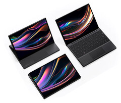 De One-Netbook 5 ondersteunt verschillende houdingen, net als de Surface Laptop Studio-serie. (Afbeelding bron: One-netbook via Minixpc)