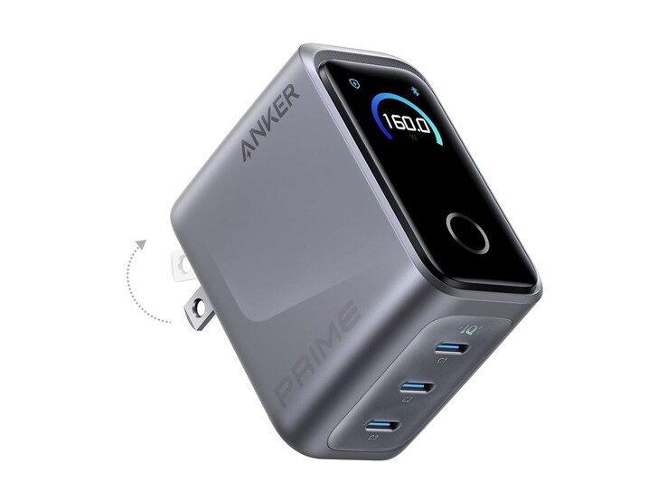 De Anker Prime-oplader (160 W, 3 poorten, slim display). (Afbeeldingsbron: Anker)