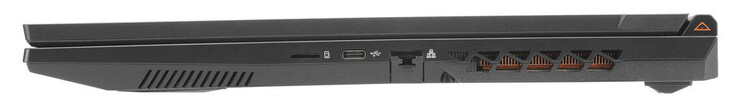 Rechts: Kaartlezer (microSD), Thunderbolt 4 (USB-C; DisplayPort), Gigabit Ethernet