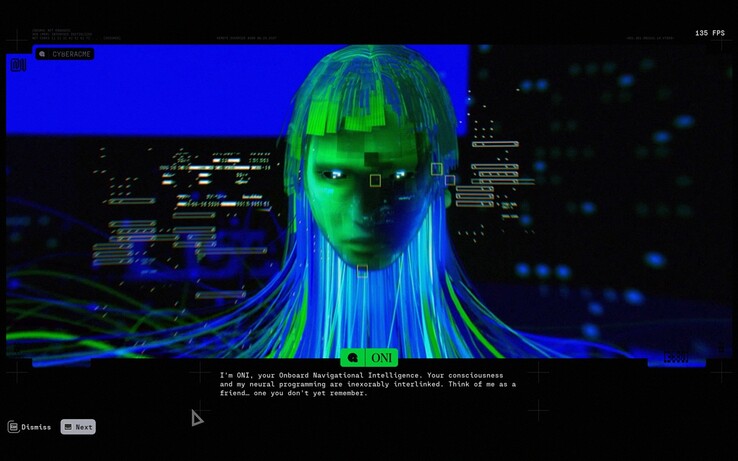 ONI, Marathon's Onboard Navigational Intelligence, introduceert Bungie's extractieshooter met een koude, synthetische visuele stijl die meteen de toon zet.