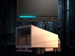 Mockup van vrachtwagen met invoer van Steam Machine