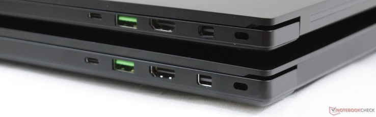 Right: Thunderbolt 3, USB 3.1 Type-A, HDMI 2.0, mDP 1.4, Kensington Lock