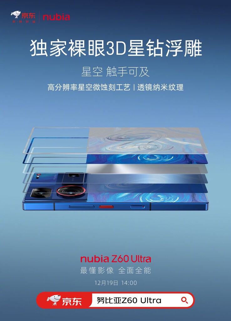Het drukke nieuwe achterpaneel van de Z60 Ultra in de Starry Night-modus. (Bron: Nubia)