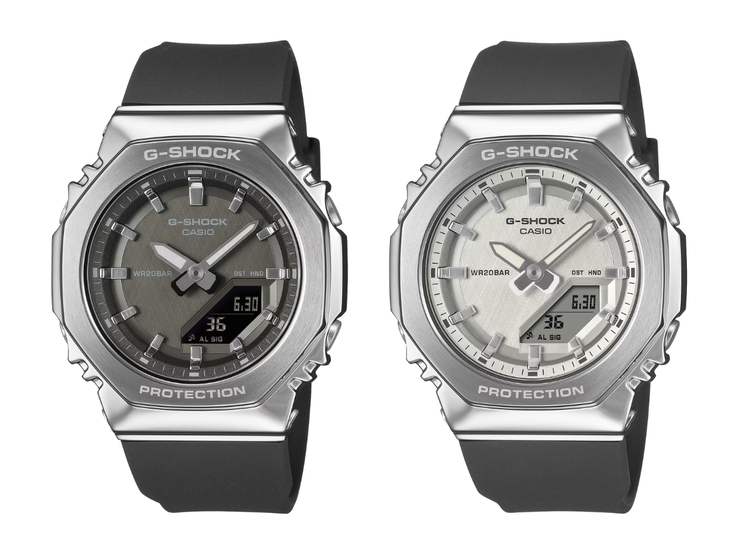 Casio G-Shock GM-S2110-1A1 (links) en GM-S2110-1A7 (rechts). (Afbeeldingsbron: Casio - bewerkt)