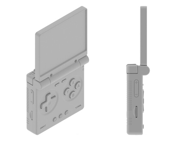 De Miyoo clamshell handheld heeft een TF-kaartsleuf aan elke kant.