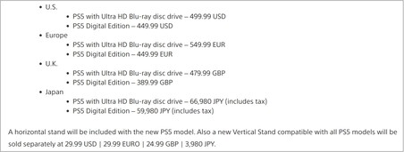 Prijzen nieuwe PS5-modellen. (Afbeeldingsbron: PlayStation)