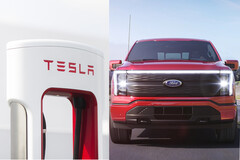 Ford zal het aantal snelladers voor zijn eigenaars van elektrische voertuigen effectief verdubbelen dankzij een uitbreiding met Tesla Superchargers. (Beeldbron: Tesla/Ford - bewerkt)