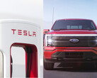Ford zal het aantal snelladers voor zijn eigenaars van elektrische voertuigen effectief verdubbelen dankzij een uitbreiding met Tesla Superchargers. (Beeldbron: Tesla/Ford - bewerkt)