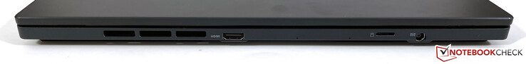 Achterkant: HDMI 2.1, microSD-lezer, stroomvoorziening