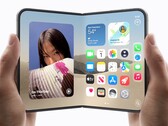 Twee handen houden elk een iPhone Duo vast, één dichtgevouwen en één opengevouwen