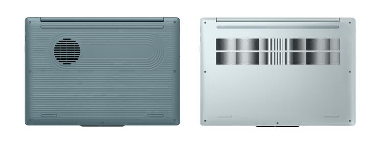 De IdeaPad Vibe 15 met zijn plastic en aluminium onderpanelen, van links naar rechts.