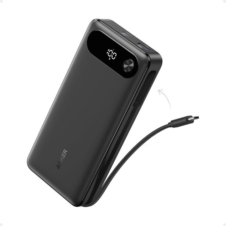 De nieuwe Anker Zolo 22,5W Power Bank 10K heeft een geïntegreerde kabel zoals de oudere Anker Power Bank (20K, 87W, ingebouwde USB-C kabel) (afbeelding). (Afbeeldingsbron: AnkerInsider)