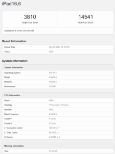 Apple M4 CPU-prestaties op Geekbench (afbeelding via Geekbench)