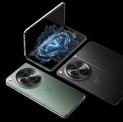 De OnePlus Open in de afwerkingen Emerald Dusk en Voyager Black. (Afbeeldingsbron: OnePlus)