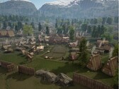 Een afbeelding waarop een stad in het Land van de Vikingen te zien is.