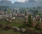Een afbeelding waarop een stad in het Land van de Vikingen te zien is.
