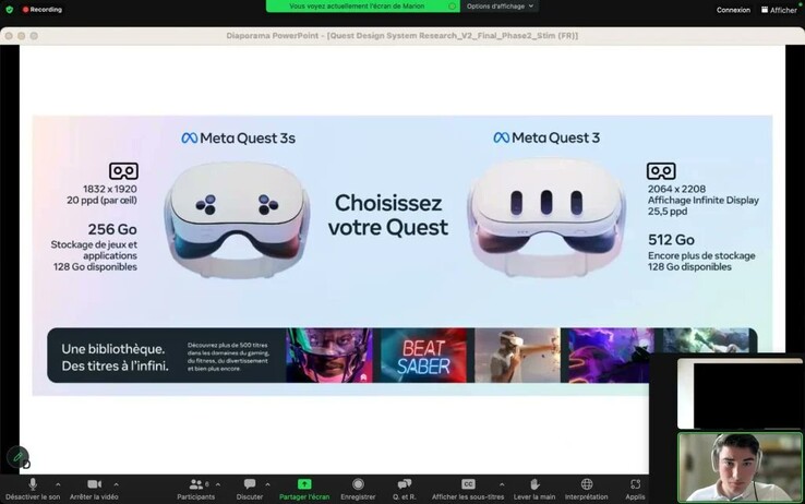 De vermeende screenshot van de Meta Quest 3S. (Afbeelding van u/LuffySanKira via @Lunayian op X)