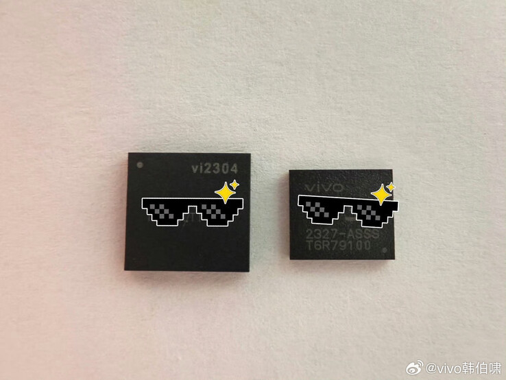 Vivo's VS1- en VS3-chips in levenden lijve, van links naar rechts. (Afbeeldingsbron: Han Bo Xiao)