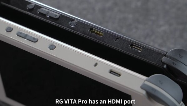 De Anbernic RG Vita Pro heeft een HDMI-poort en DisplayPort-ondersteuning.