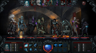 Een afbeelding die een gevecht toont in Iratus: Lord of the Dead.