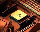 Artistieke render van een AMD Ryzen X3D2 CPU.