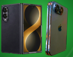 Gelekt Galaxy Z Fold 8 Wide hoesje (links) vs gelekt iPhone Ultra design model (rechts).