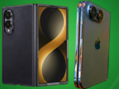 Gelekt Galaxy Z Fold 8 Wide hoesje (links) vs gelekt iPhone Ultra design model (rechts).