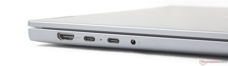 Links: HDMI 1.4a, 2x USB-C 3.2 Gen. 2 w/ Power Delivery 3.0 + DisplayPort 1.4 (10 Gbps), 3,5 mm headset