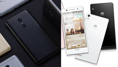 De Xiaomi Redmi Note 4 (links) en Huawei Ascend P6 (rechts) bewezen dat je geen glas nodig hebt om een premium gevoel te hebben. (Afbeeldingsbron: Huawei / Mi - bewerkt)
