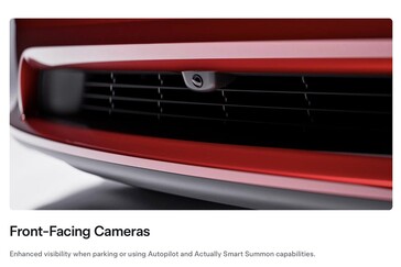De voorbumpercamera van de Model S 2026 wordt gebruikt door de functies Autopilot en Smart Summon.