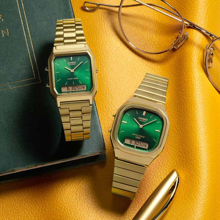 Casio AQ-230GA-3AMQY en de AQ-240EG-3A (van links naar rechts)