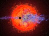 Een illustratie van een kunstenaar met een exoplaneet en een ster.