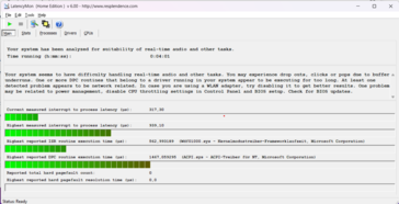 Met 929 µs is de DPC-latentie te hoog om real-time multimediasoftware te draaien.