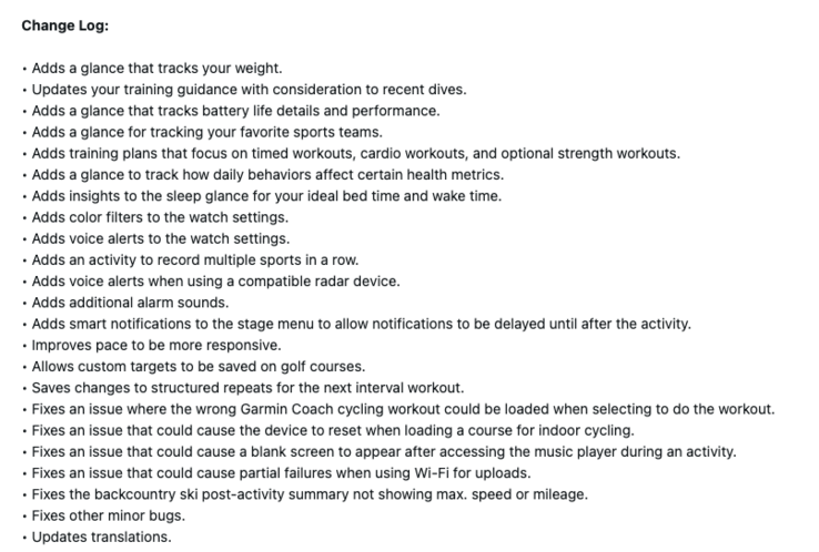 Het wijzigingslogboek van softwareversie 16.28 voor de Garmin Forerunner 970