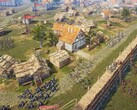 Een afbeelding die een belegering toont in Knights of Honor II: Sovereign.