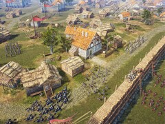 Een afbeelding die een belegering toont in Knights of Honor II: Sovereign.