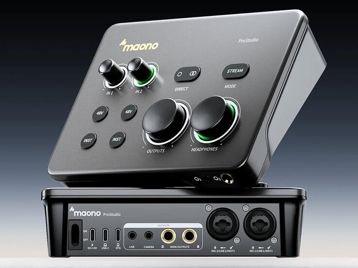 De Maono P2-audio-interface is voorzien van twee XLR/microfoon-aansluitingen.
