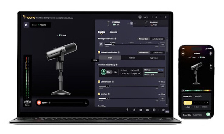 De Maono PD500 wordt geleverd met software waarmee u uitzendingen met een professionele geluidskwaliteit kunt maken.